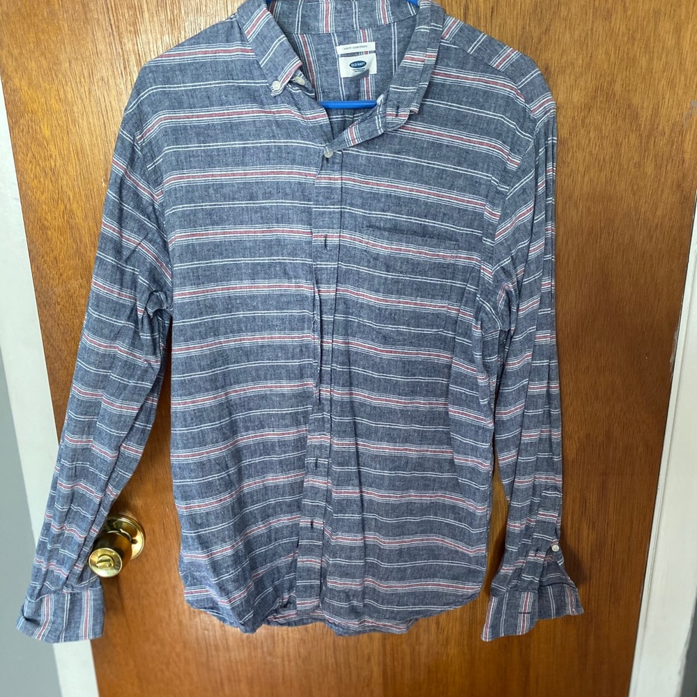 Gray Striped Button Down Shirt